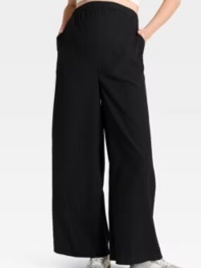 Over The Belly Women’s High Rise Wide Leg Black Maternity Pants Medium